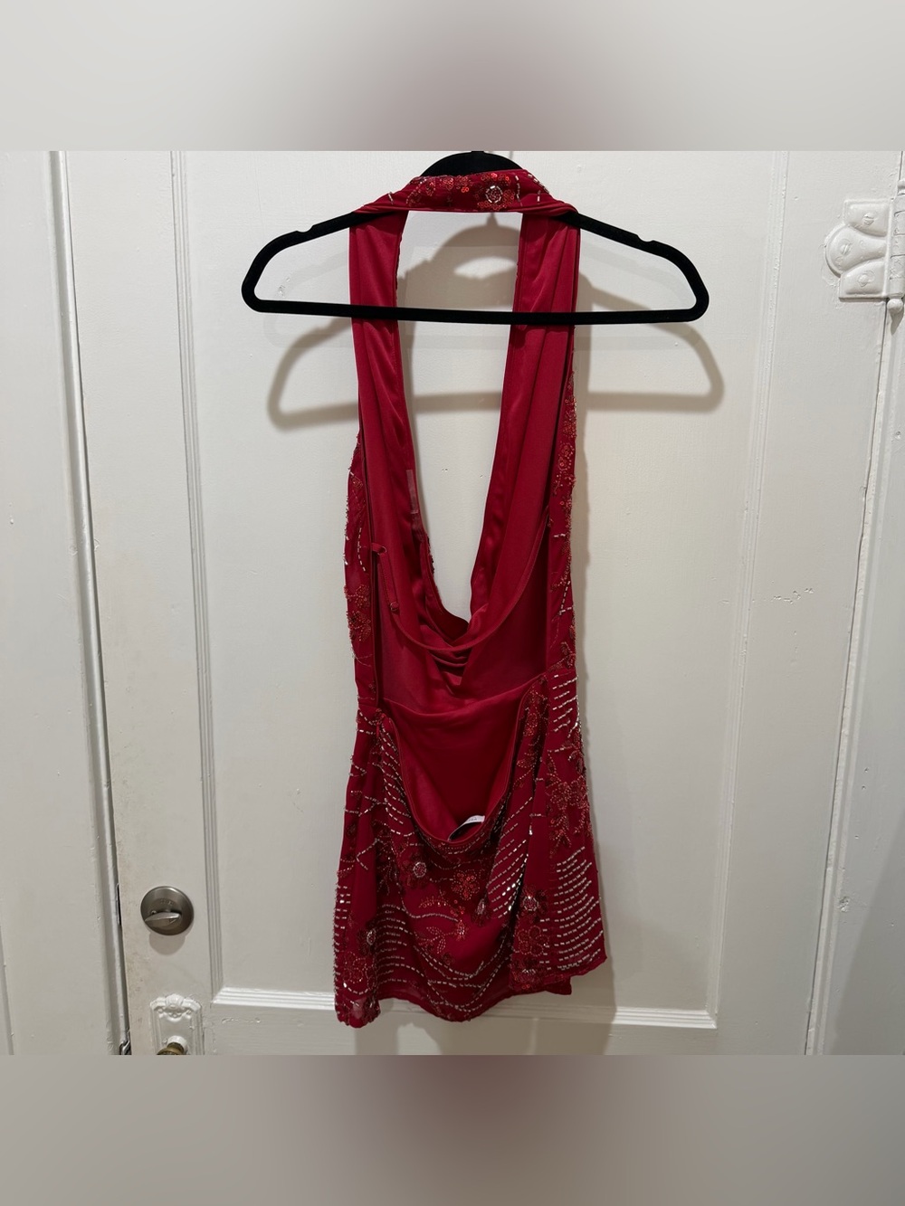 Peppermayo Red Beaded Halter Mini Dress - Picture 6 of 10